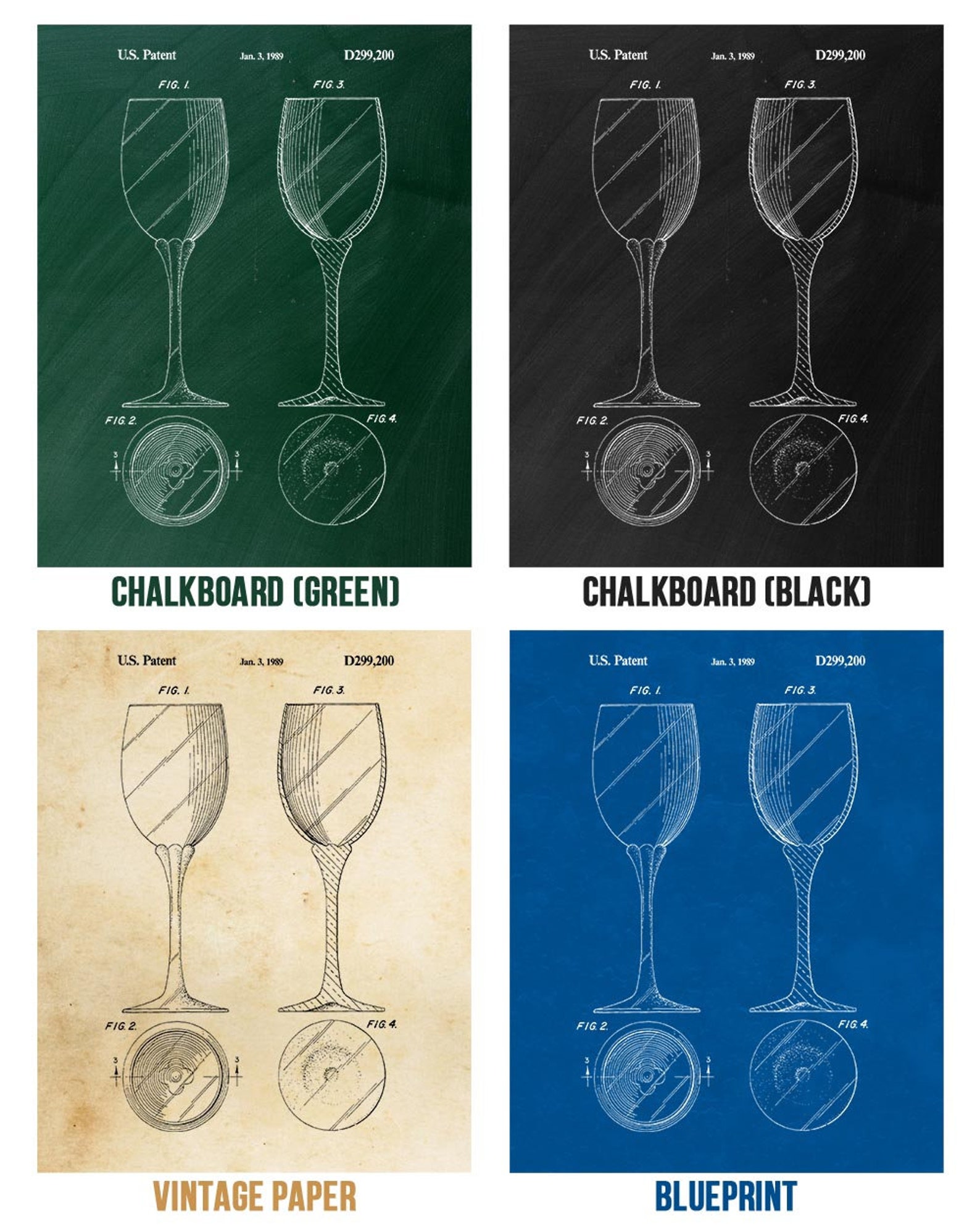 Stemmed Wine Glass Poster Print Bartender Gift Wine Bar Etsy