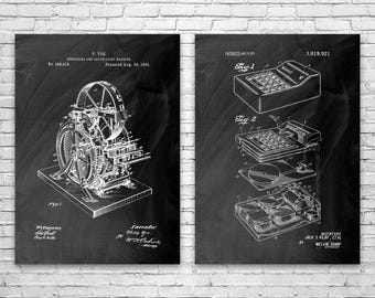 Calculator Patent Wall Art Set of 2: Accountant Gift, Calculator Wall Art