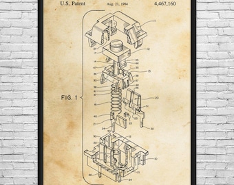 Keyboard MX Switch Patent Art Print: Computer Lab Art, Programmer Gift