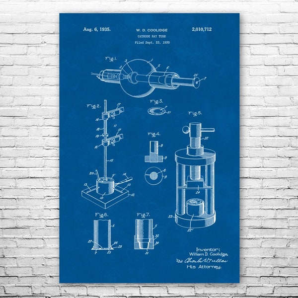 Cathode Ray Tube Poster Print, Engineering Gift, CRT Wall Art, Science Teacher Gift, Vintage Tv Art, CRT Monitor Decor, CRT Blueprint