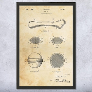 Dog Chew Toy Patent Wall Art | Poster, Canvas or Framed | Dog Lover, Trainer Gifts, Pet Store Art, Veterinarian Gift, Doggy Daycare