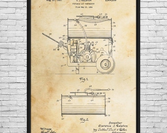 Air Compressor Patent Art Print: Mechanic Gift, Garage Wall Art