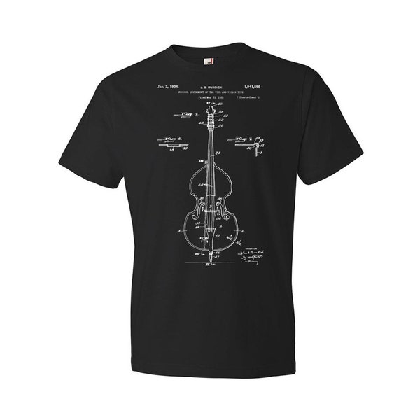 Chemise de violon contrebasse, T-shirt de basse, cadeau de bassiste, tee-shirt de salle de concert, cadeau de bassiste, cadeau de musicien, vêtements de violon, cadeau de fan de symphonie