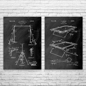 Gymnastics Patent Wall Art Set of 2 | Poster, Canvas or Framed | Acrobat Art, Gymnastics Gifts, Gym Decor, Gifts For Gymnasts, Sports Art