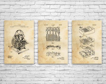 Calculator Patent Wall Art Set of 3: Accountant Gift, Calculator Wall Art
