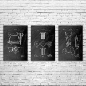 Sewing Patent Posters Set of 3, Tailor Gifts, Quilting Bee, Sewing Room Art, Clothing Store Decor, Seamstress Gift, Fashion Art