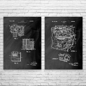 HVAC Patent Wall Art Set of 2 | Poster, Canvas or Framed | Hvac Technician, Contractor Gift, Office Decor, Ac Mechanic Gift, Repair Shop Art