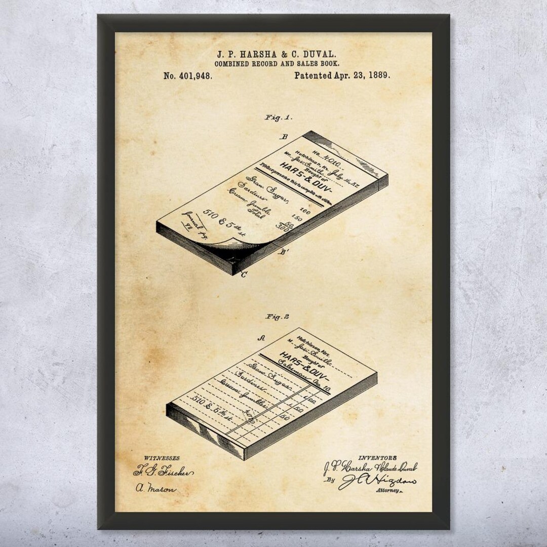Sales Ledger Patent Wall Art | Poster, Canvas or Framed | Business Art ...