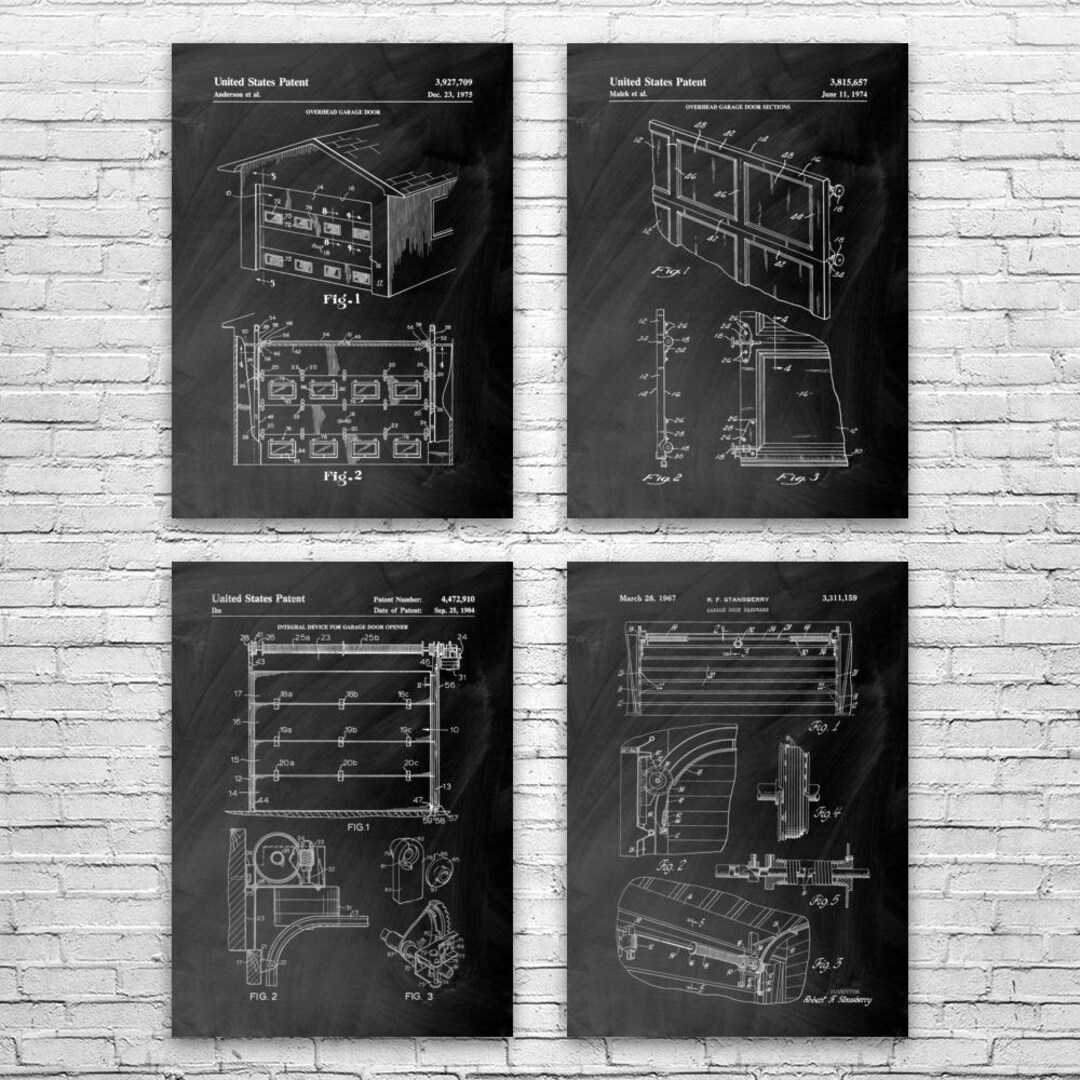 Garage Patent Wall Art Set of 4 | Poster, Canvas or Framed | Boss Gift ...