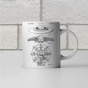 Flying Saucer UFO Patent Mug, Sci-fi Gift, UFO Coffee Mug, Alien Spacecraft, Area 51 Mug, Space Mug, Science Fiction Mug, Space Coffee Mug