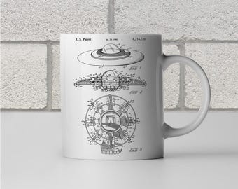 Flying Saucer UFO Patent Mug: Sci-fi Gift, UFO Coffee Mug