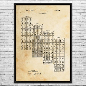 May include: Framed vintage patent print of a game, dated September 22, 1925. The print features detailed diagrams and text, including the inventor's name, Joseph Park Babcock, and the patent number 1,554,834. The artwork is in black and white.