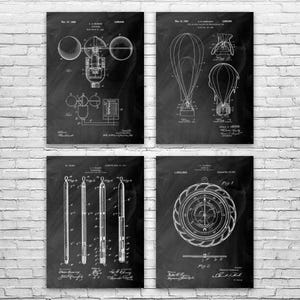Meteorology Patent Wall Art Set of 4 | Poster, Canvas or Framed | Classroom Decor, Meteorologist Gift, Meteorology Art, Weatherman Gift