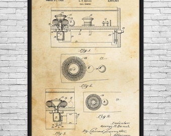 Pinball Bumper Patent Art Print: Game Room Art, Pinball Gift