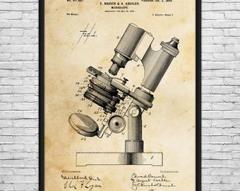 Light Microscope Patent Art Print: Bio Lab Decor, Science Teacher Gift