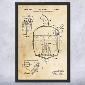 Beer Hopping Tank Patent Wall Art | Poster, Canvas or Framed | Brewery Decor, Bar Wall Art, Brewing Gift, Restaurant Decor, Beer Lover Gift