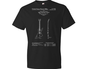 Elektrische gitaar patent shirt, muzikant cadeau, heavy metal tee, gitaar kleding, gitaar shirt, gitaar T shirt, gitarist cadeau, rock gitaar tee