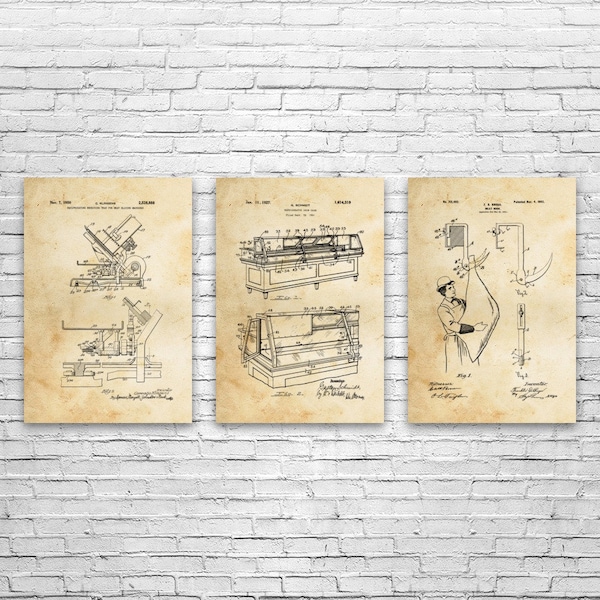 Butcher Shop Posters Set of 3, Butcher Gift, Deli Wall Art, Culinary Gifts, Sandwich Shop Decor, Cooking Gifts, Diner Wall Art, Chef Gift