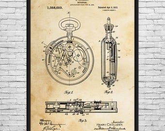 Pocket Watch Patent Art Print: Watchmaker Gift, Jewelry Shop Decor