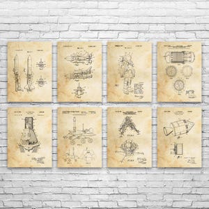 NASA Space Patent Wall Art Set of 8 | Poster, Canvas or Framed | Space Lover, NASA Gift, Aerospace Engineer, Astronaut Gift, Retro Space Art