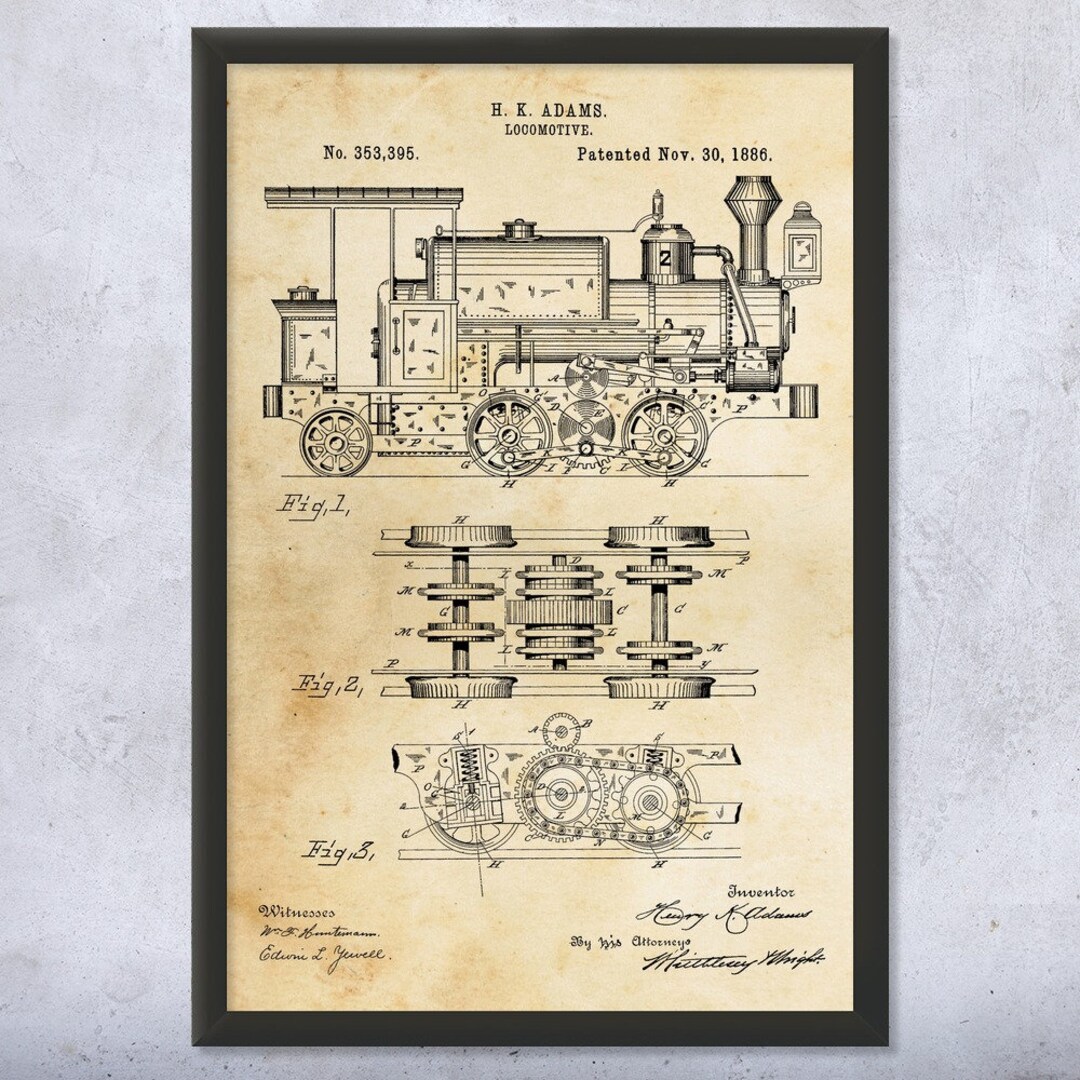 Framed Locomotive Wall Art Print, Train Station Art, Steampunk Decor ...