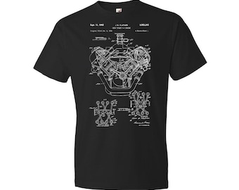 V8 Engine Shirt, Muscle Car Tee, Hemispherical, Engine Blueprint, Garage Workshop Tee, Body Shop Tee, Gearhead Gift, Dealership Tee