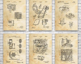 HVAC Patent Wall Art Set of 6: Contractor Gift, Ac Blueprint