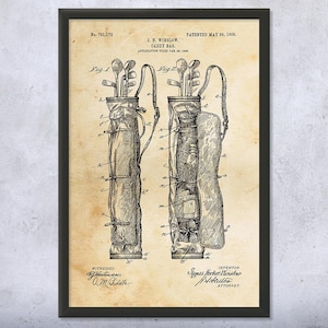 Golf Bag Patent Wall Art | Poster, Canvas or Framed | Golf Gifts, Office Decor, Golf Art, Gifts For Golfers, Gifts For Men, Dad Gifts