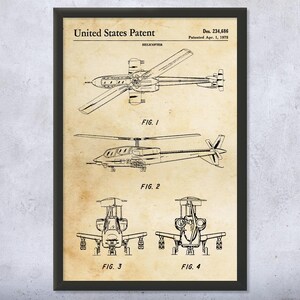 Attack Helicopter Patent Wall Art | Poster, Canvas or Framed | Pilot Gift, Helicopter Blueprint, Air Force Art, Veteran Gift, Office Decor