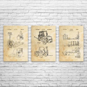 Warehouse Patent Wall Art Set of 3 | Poster, Canvas or Framed | Warehouse Art, Supervisor Gift, Industrial Decor, Forklift Driver Gift