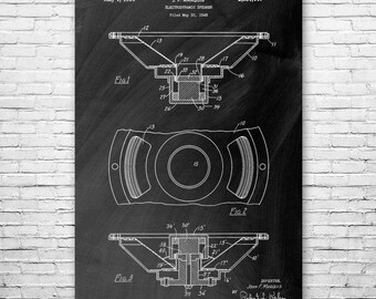 Electrodynamic Speaker Poster Print, Audio Tech Gift, Music Studio Art, DJ Gift, Speaker Wall Art, Speaker Art Print, Audiophile Gift