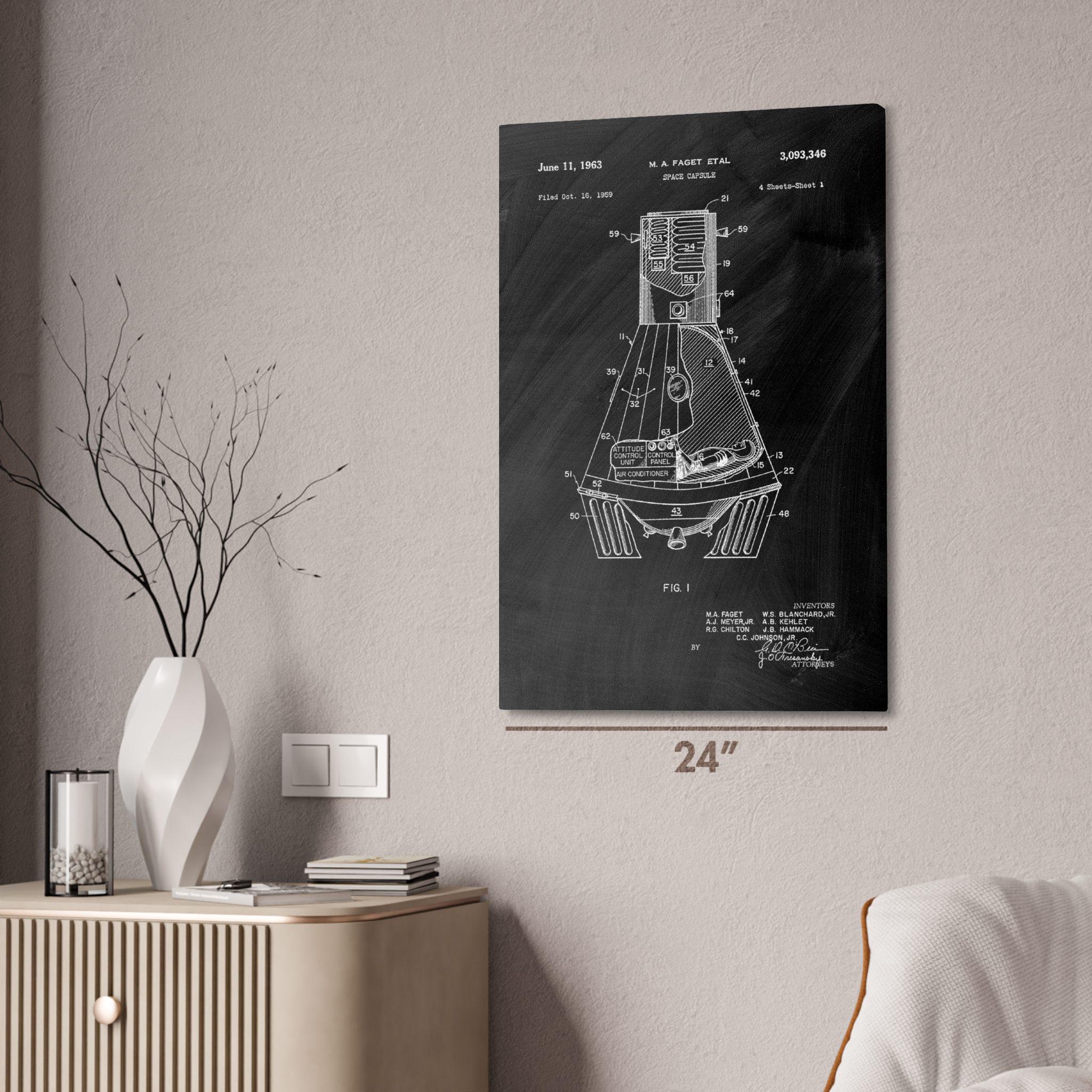 Mercury Space Capsule Patent Art Print: NASA Wall Art, Astronaut Gift ...
