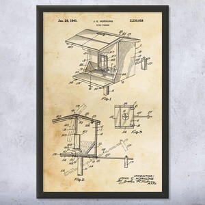 Bird Feeder Patent Wall Art | Poster, Canvas or Framed | Aviculture Art, Veterinarian Gift, Aviary Decor, Wildlife Lover, Birdwatcher Gifts