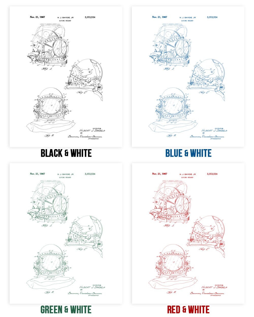 Diving Helmet Poster Print Diving Decor Deep Diver Gift | Etsy