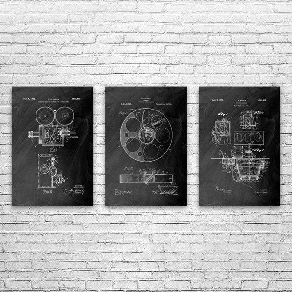 Movie Theater Posters Set of 3, Movie Maker, Cameraman, Film Director, Actor Gift, Hollywood, Classic Movies, Vintage Cinema, Retro Camera
