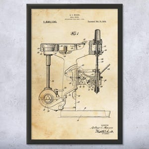 Drill Press Patent Wall Art | Poster, Canvas or Framed | Handyman Gift, Garage Wall Art, Drill Blueprint, Contractor Gifts, Workshop Decor