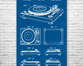 Turntable Record Player Poster Print, DJ Gifts, Recording Studio Art, Hip Hop Gift, Vintage Turntable, Turntable Decor, Retro Record Player