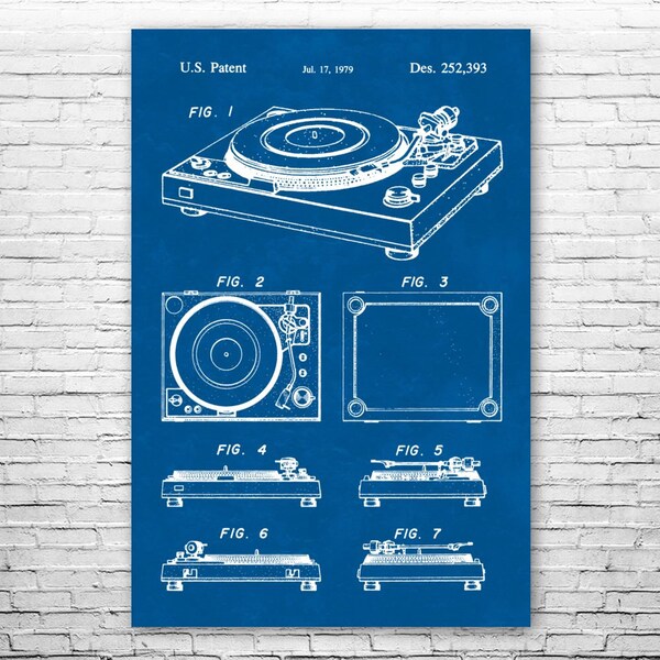 Turntable Record Player Poster Print, DJ Gifts, Recording Studio Art, Hip Hop Gift, Vintage Turntable, Turntable Decor, Retro Record Player