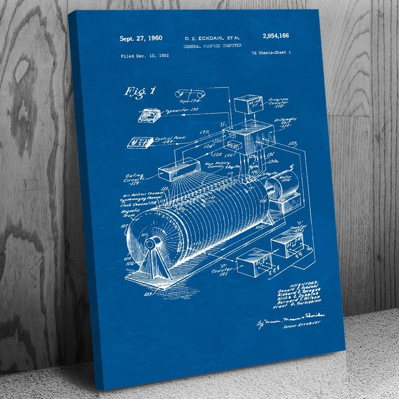 Eckdahl Computer Poster Print Adding Machine Engineer Gift Computer Blueprint