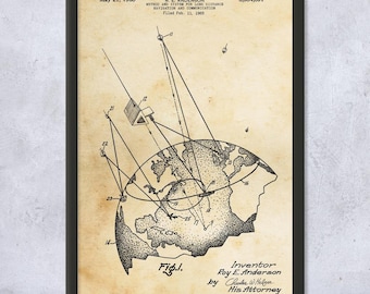 GPS Satellite Patent Wall Art | Poster, Canvas or Framed | Telecom Gift, Weather Scientist, Engineer Gift, Communications Art, GPS Blueprint