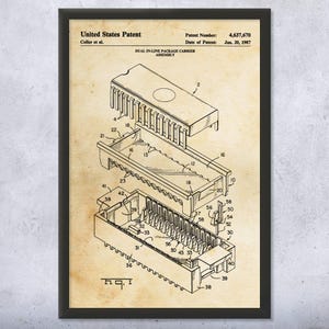 Integrated Circuit Patent Wall Art | Poster, Canvas or Framed | Computer Decor, IT Tech Gift, Computer Art Print, Hardware Wall Art