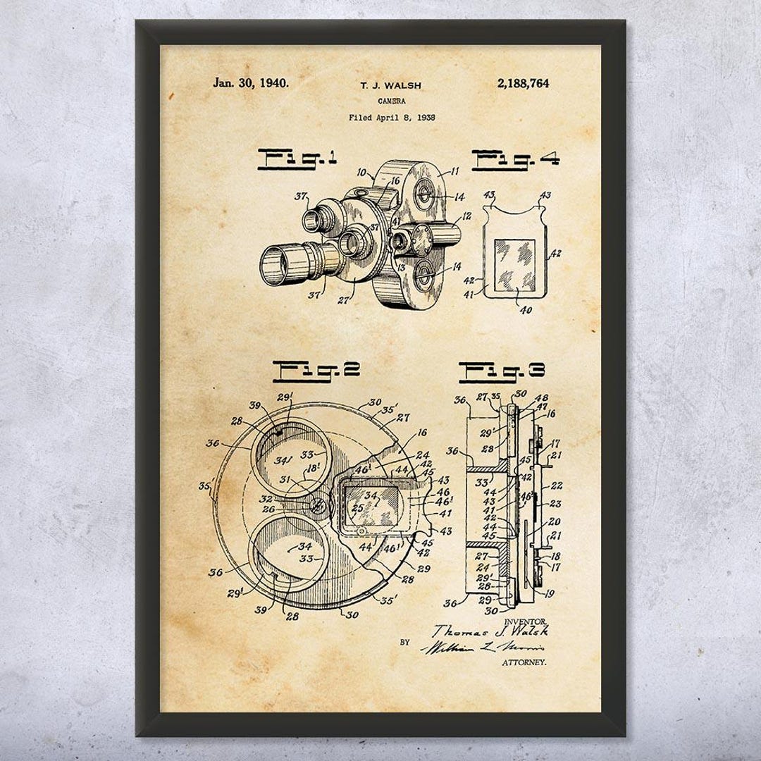 Movie Camera Patent Wall Art | Poster, Canvas or Framed | Hollywood ...