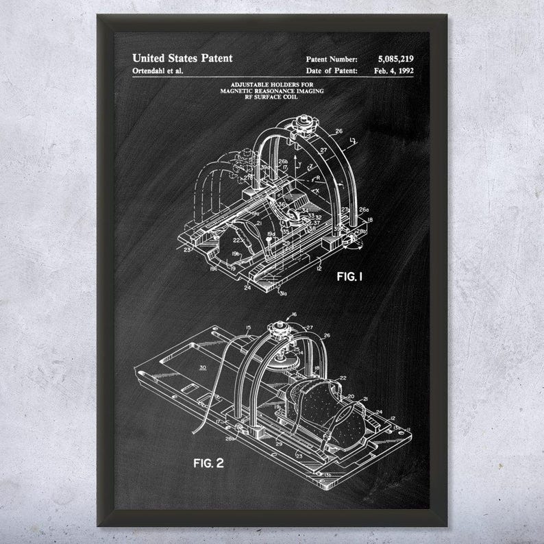 1992 MRI Machine Patent Wall Art Poster, Canvas or Framed Medical