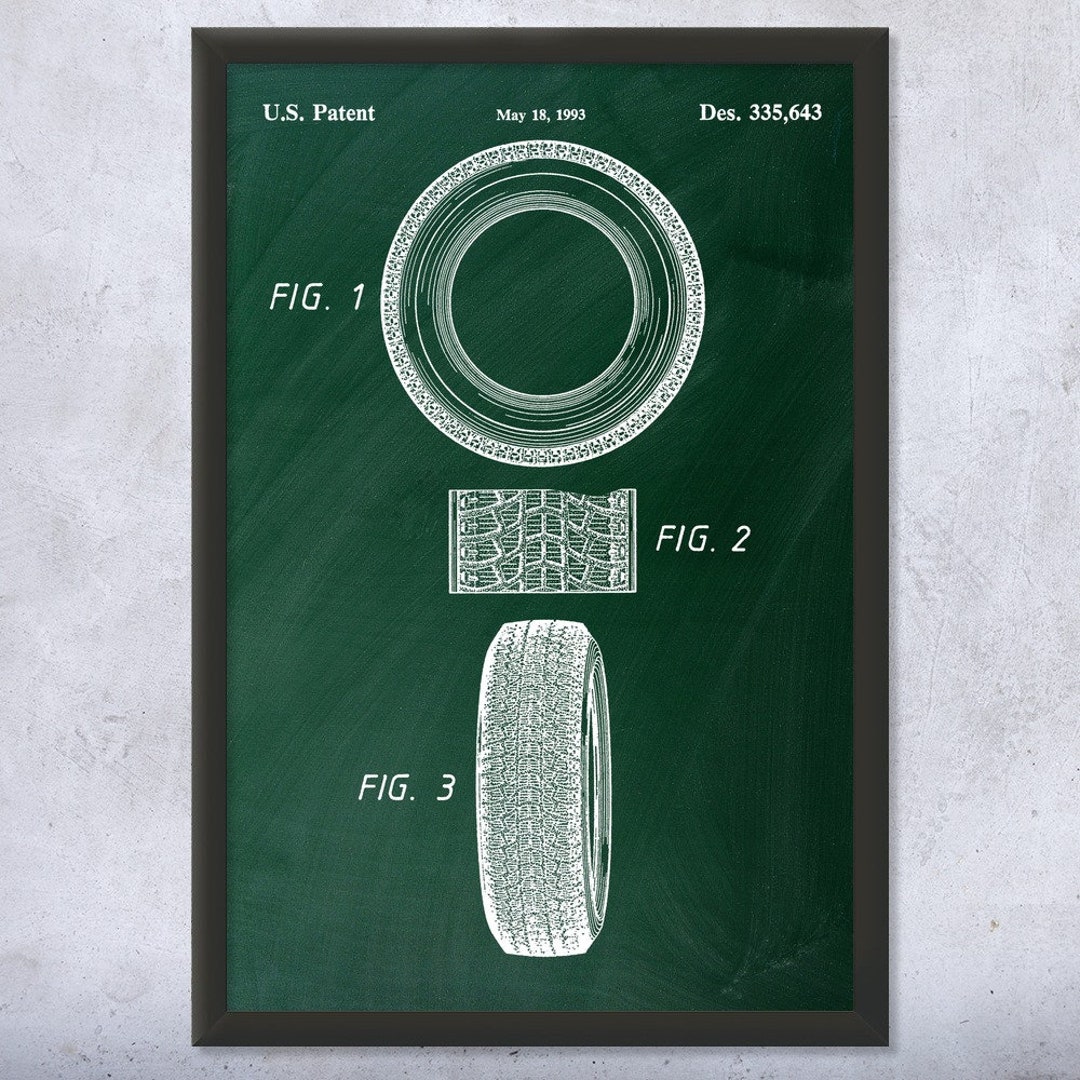 Framed Car Tire Wall Art Print, Repair Shop Decor, Tire Shop Art