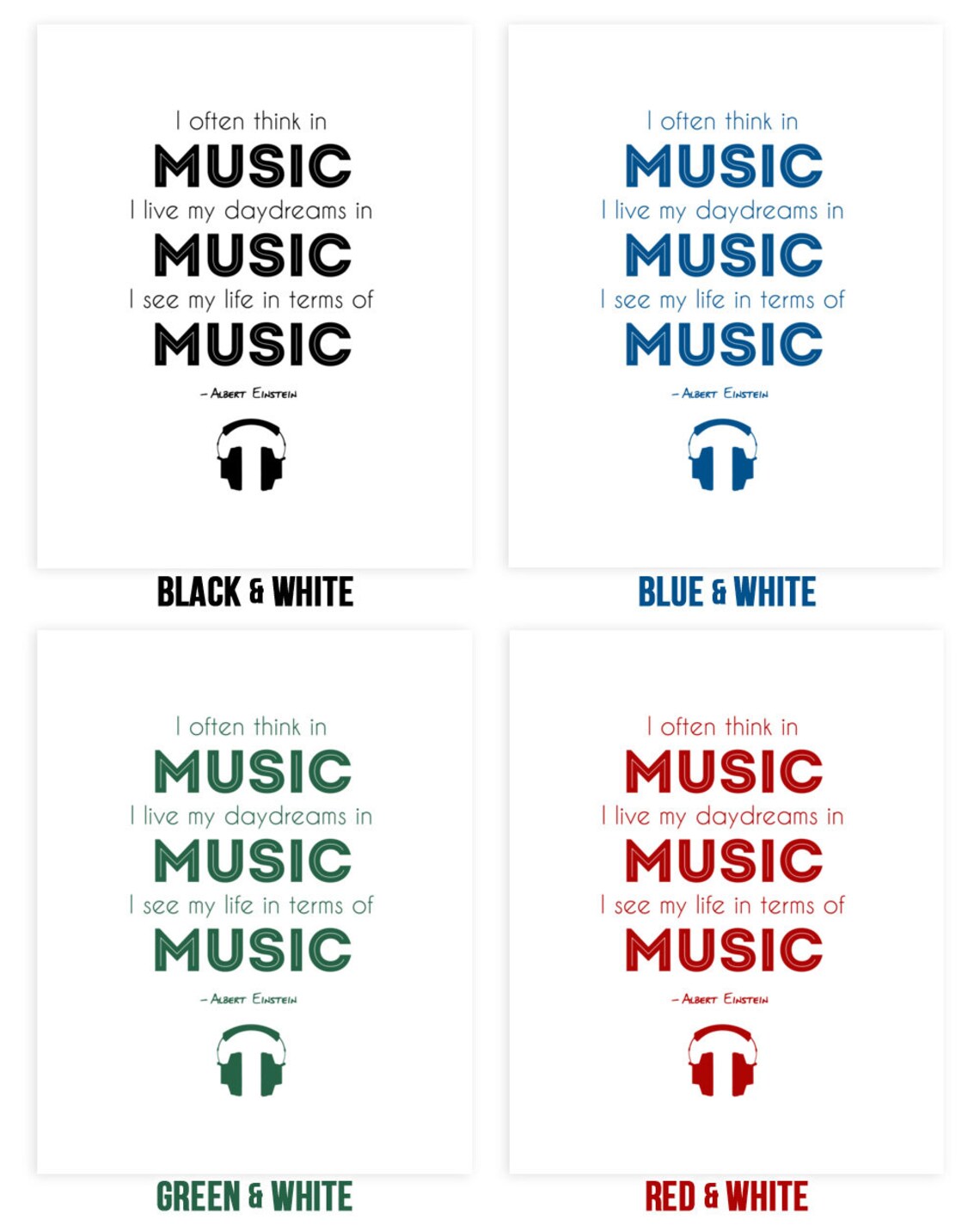 Einstein Music Quote Poster Print Musician Gift | Etsy