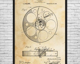 Movie Film Reel Patent Art Print: Hollywood Decor, Filmmaker Gift