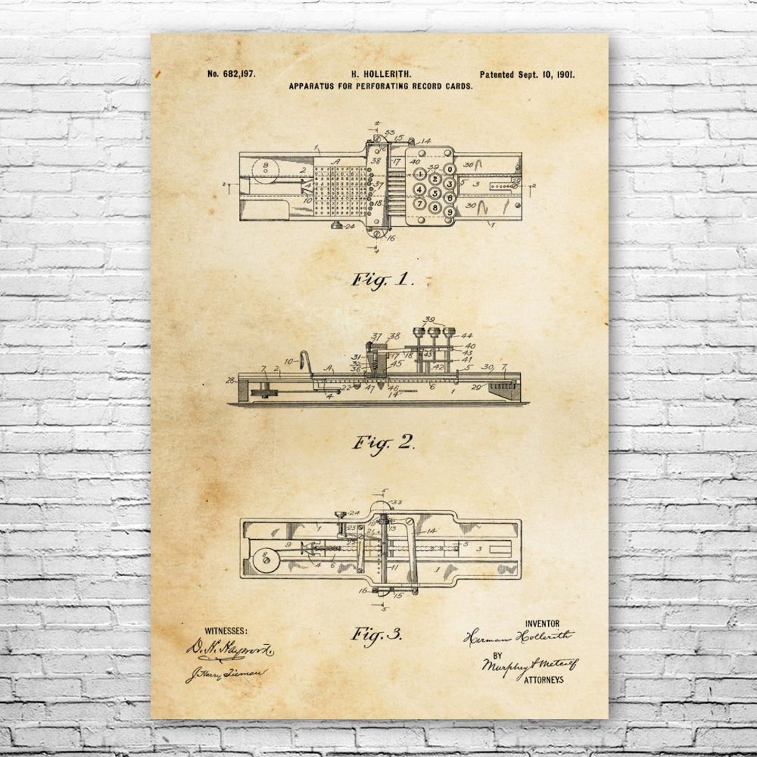 Hollerith Card Puncher Poster Print, Programmer Gifts, Punch Card Art ...
