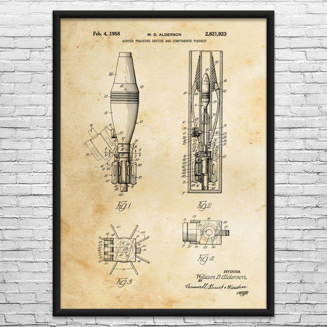 Mortar Shell Figure Mortar Shell Patent Art Print: Munitions Technician, Soldier Gift - Etsy