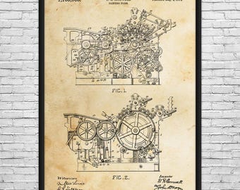 Printing Press Patent Art Print: Journalism Art, Author Gift