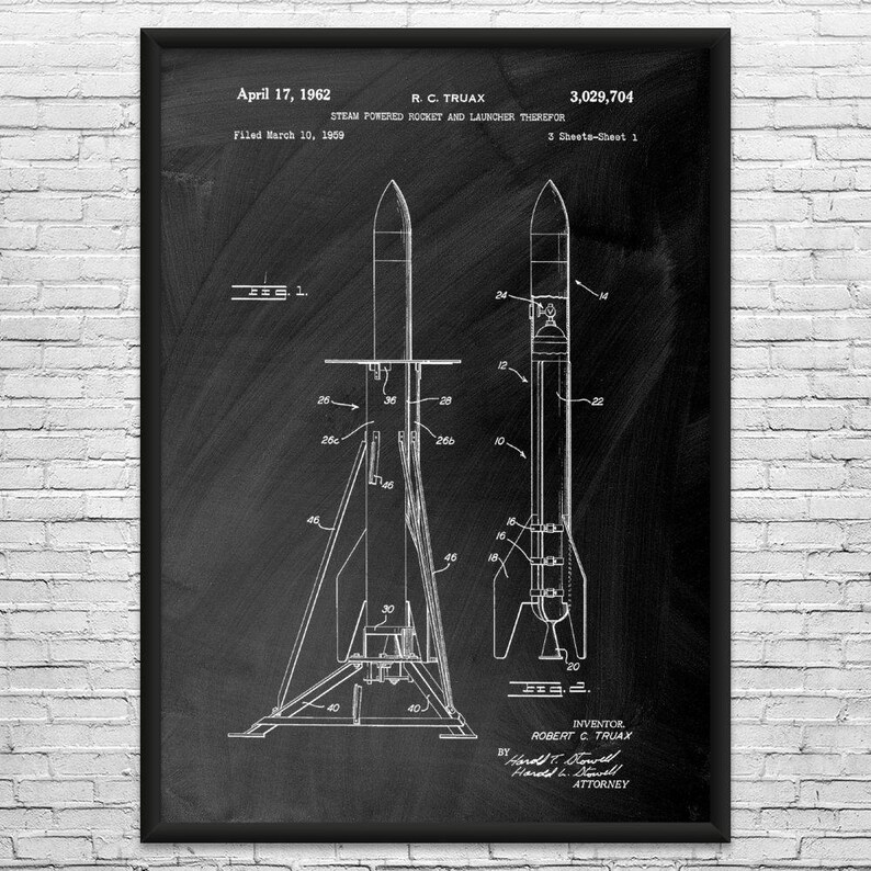 Steam Rocket Patent Art Print: Science Teacher Gift, Space Decor - Etsy